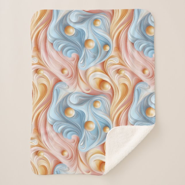 Cobertor Sherpa Pérolas nas Ondas de Serenidade (Frente)