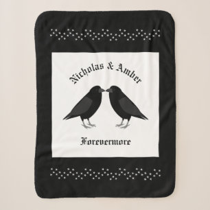 Cobertor Sherpa Personalização do Casamento Gótico Beijando Ravens