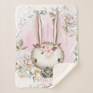 Cobertor Sherpa Personalizado de Coelho para Bebê