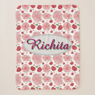 Cobertor Sherpa Personalizado e customizado floral aquarela