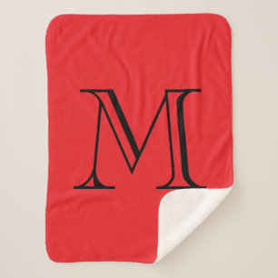 Cobertor Sherpa Personalizado Inicial Vermelho & Preto 