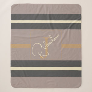 Cobertor Sherpa Personalizado Moderno Chic Neutro com Listra Doura