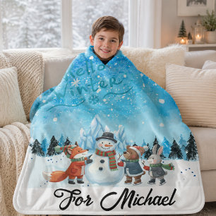 Cobertor Sherpa Personalizado Olá Inverno