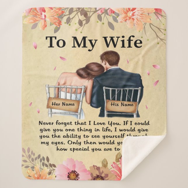 Cobertor Sherpa Personalizado Para Minha Esposa Amor De Marido Vin (Frente)