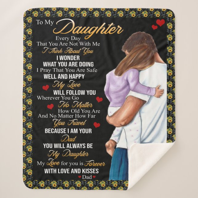 Cobertor Sherpa Personalizado Para Minha Filha De Pai (Frente)