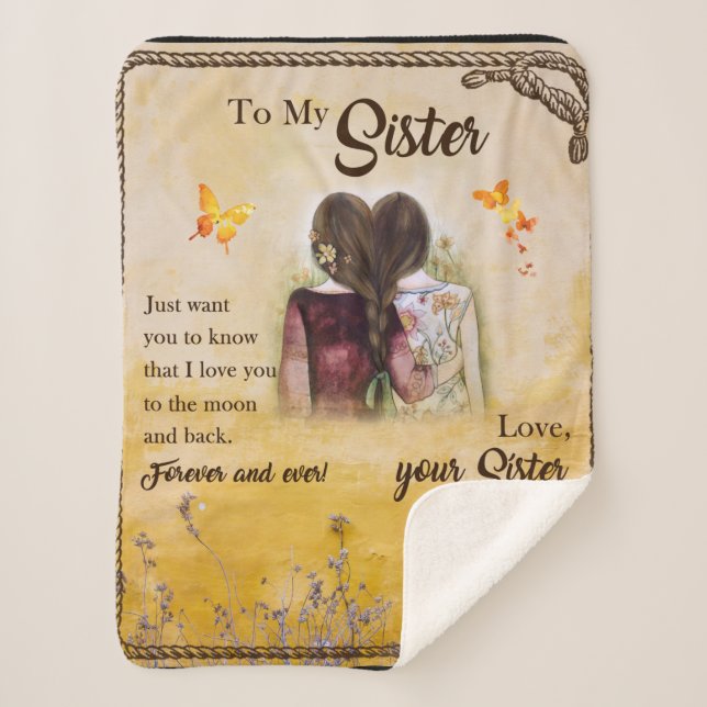 Cobertor Sherpa Personalizado para Minha Irmã Blanket (Frente)