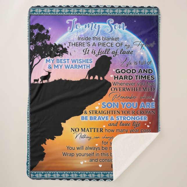 Cobertor Sherpa Personalizado Para O Meu Filho, Carta Da Mãe Blank (Frente)