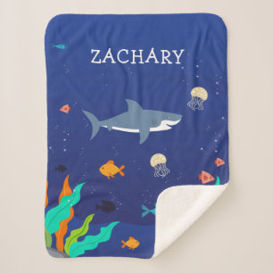 Cobertor Sherpa Personalizado Sob O Mar Bebê/Criança Sherpa Blan