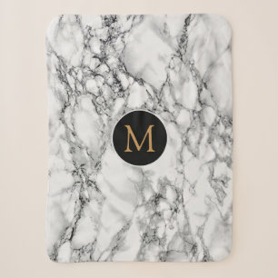 Cobertor Sherpa Personalizar a sua letra Sherpa Blanket White Marb