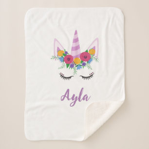 Cobertor Sherpa Personalizar as garotas do Unicorn Sherpa Blanket