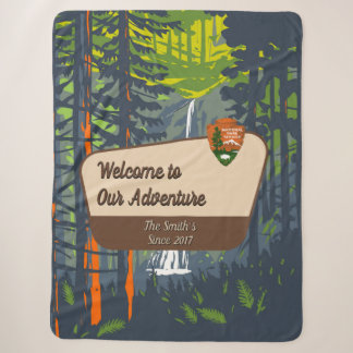 Cobertor Sherpa Personalizar Aventura de Acampamento Familiar em M
