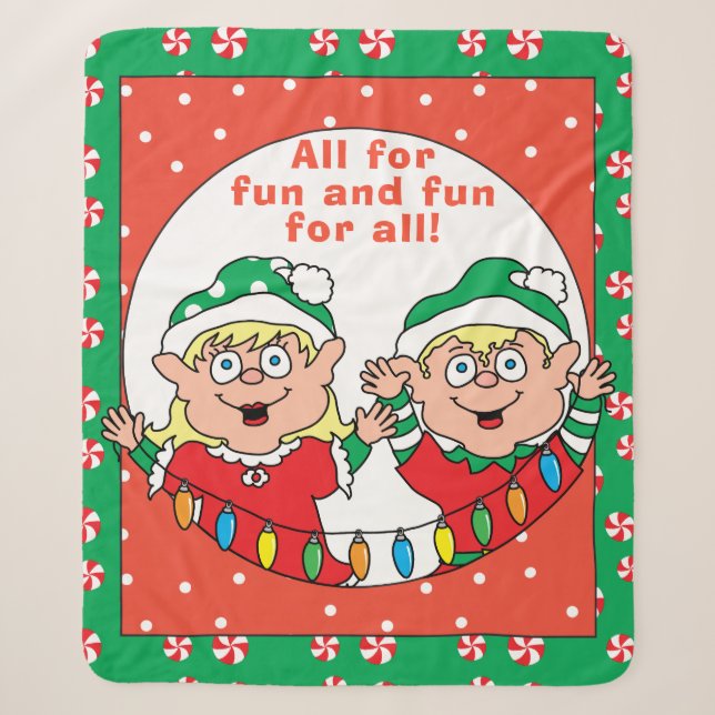 Cobertor Sherpa Personalizar "Elfos de Natal" Cobertor/Médio (Frente)