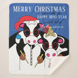 Cobertor Sherpa Personalizar "Feliz Ano da Moo" em Aberto/Médio