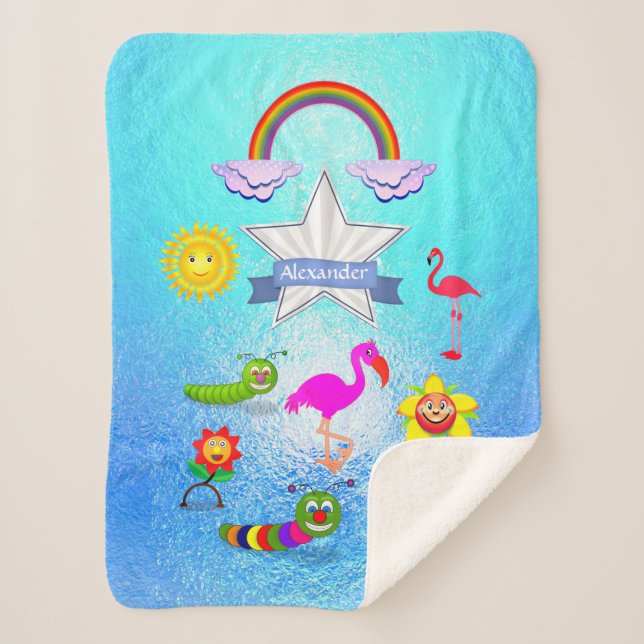 Cobertor Sherpa Personalizar Figuras de Cartoon Engraçadas (Frente)