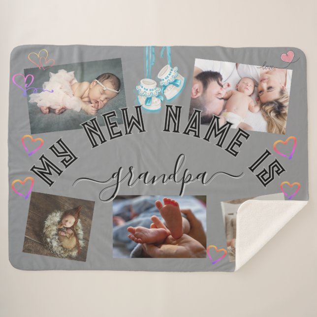 Cobertor Sherpa ✨ Personalizar meu NOVO NOME É O VOVÔ (Frente (Horizontal))