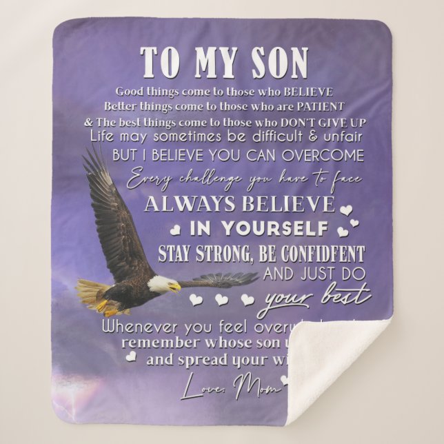 Cobertor Sherpa Personalizar O Meu Filho Do Presente Da Mãe Do Amo (Frente)