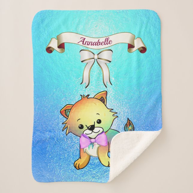 Cobertor Sherpa Personalizar o nome do Tigre do Cartoon de Faixa E (Frente)