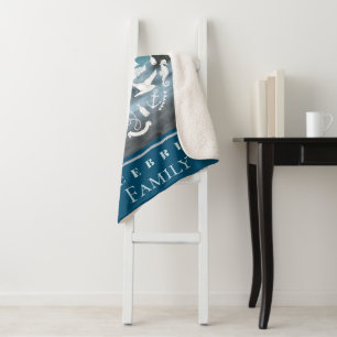 Cobertor Sherpa Personalizar o tema marinho Hello Summer Adventure