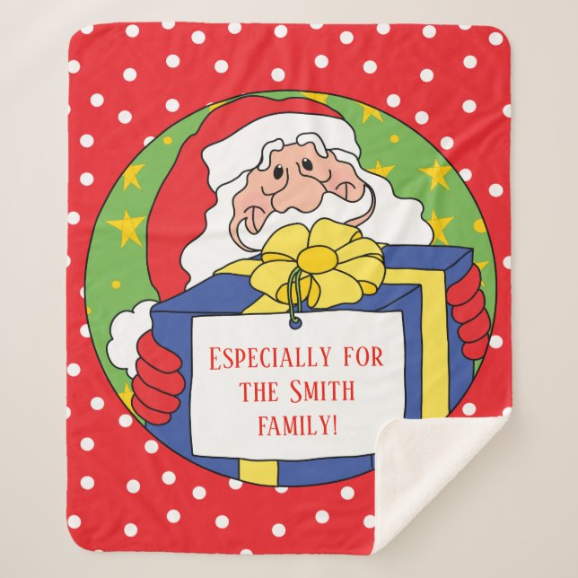 Cobertor Sherpa Personalizar "Papais noeis de Natal" em Aberto/Méd (Frente)