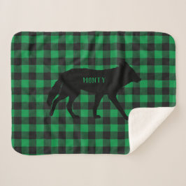 Cobertor Sherpa Personalizar Plaid Verde Búfalo Lobo Selvagem Cão