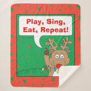 Cobertor Sherpa Personalizar "Reindeer de Natal" em Aberto/Médio