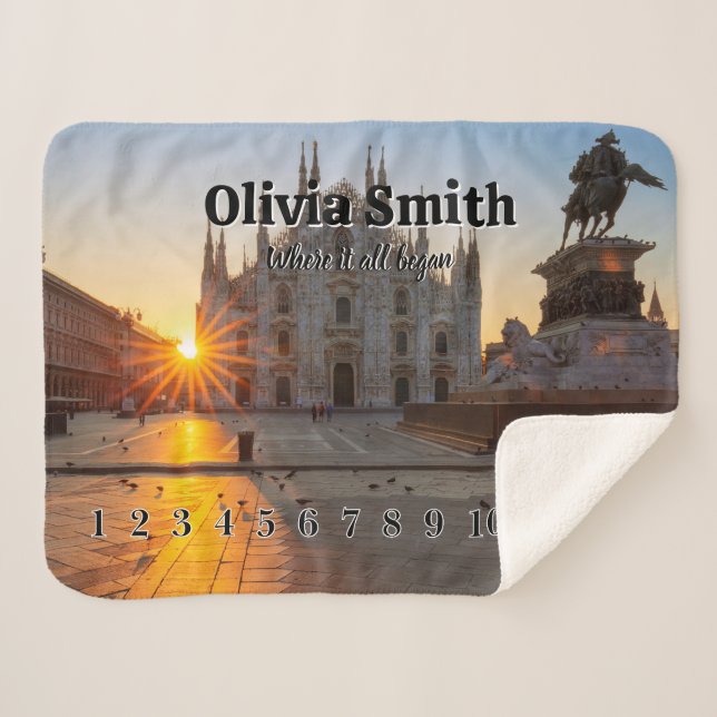 Cobertor Sherpa Personalized Baby Milestone Blanket with photo (Frente (Horizontal))