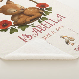 Cobertor Sherpa Personalized Baby Sherpa Blanket – Woodland Fawn