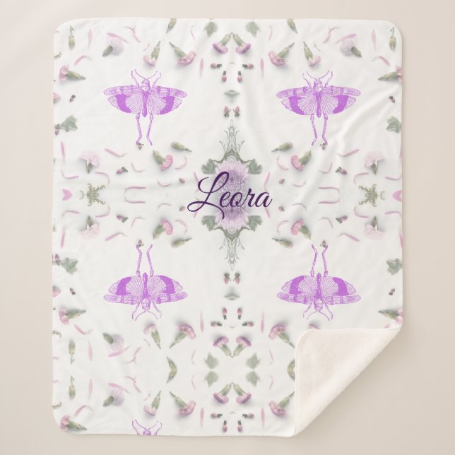 Cobertor Sherpa Personalized Butterfly Name Blanket (Frente)