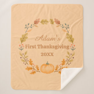 Cobertor Sherpa Personalized First Thanksgiving