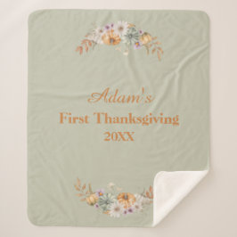 Cobertor Sherpa Personalized First Thanksgiving