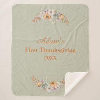 Cobertor Sherpa Personalized First Thanksgiving