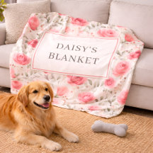 Personalized Floral Sherpa Dog Blanket