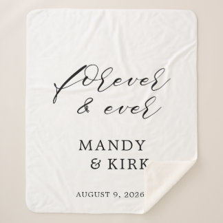 Cobertor Sherpa Personalized “Forever" Custom Wedding Gift 
