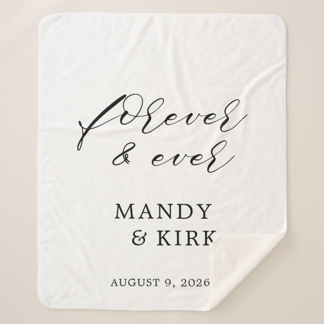 Cobertor Sherpa Personalized “Forever" Custom Wedding Gift  (Frente)