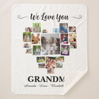 Cobertor Sherpa Personalized Love You Grandma Hearts 21 Photo