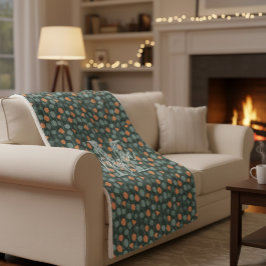 Cobertor Sherpa Personalized Monogram Floral Doodle Fleece Blanket