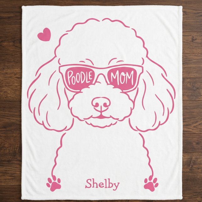 Cobertor Sherpa Personalized Poodle Blanket for Dog Mom  Rose Pink (Criador carregado)