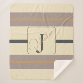 Cobertor Sherpa Personalized Taupe Gold Stripe Modern Neutral Chic