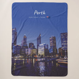 Cobertor Sherpa Perth, Austrália - Silhueta da Cidade à Noite