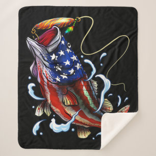 Cobertor Sherpa Pesca de Bass Pesca Peixe de Bandeira Americana Pe