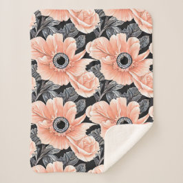 Cobertor Sherpa Pêssego Botânico Padrão Floral