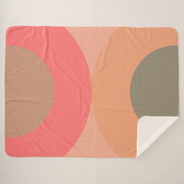 Cobertor Sherpa Pêssego Moderno do Século médio e Oliva (Frente (Horizontal))