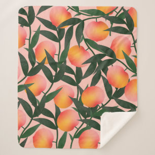 Cobertor Sherpa Pêssego Padrão de Fundo Cor-de-Fundo Rosa da Fruta