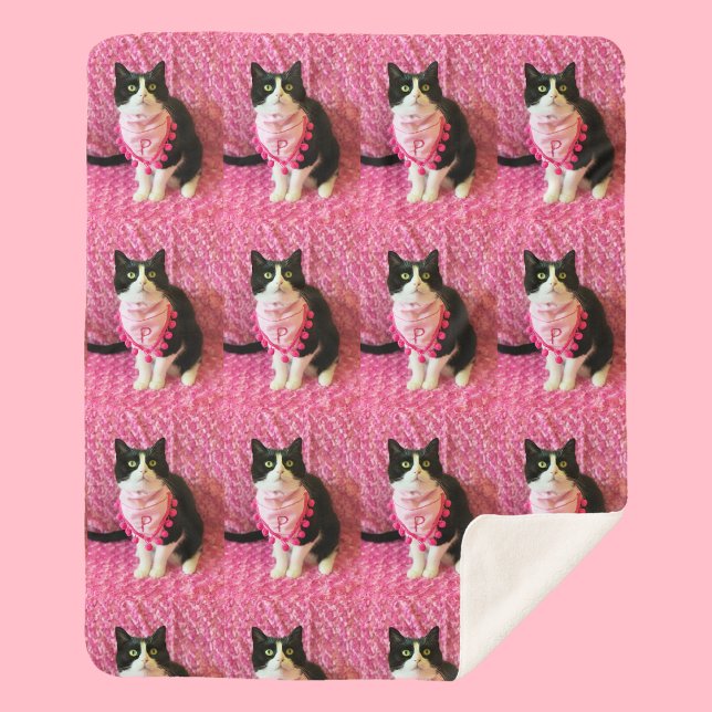 Cobertor Sherpa Pêssego Tuxedo Cat Medium Sherpa Blanket (Criador carregado)