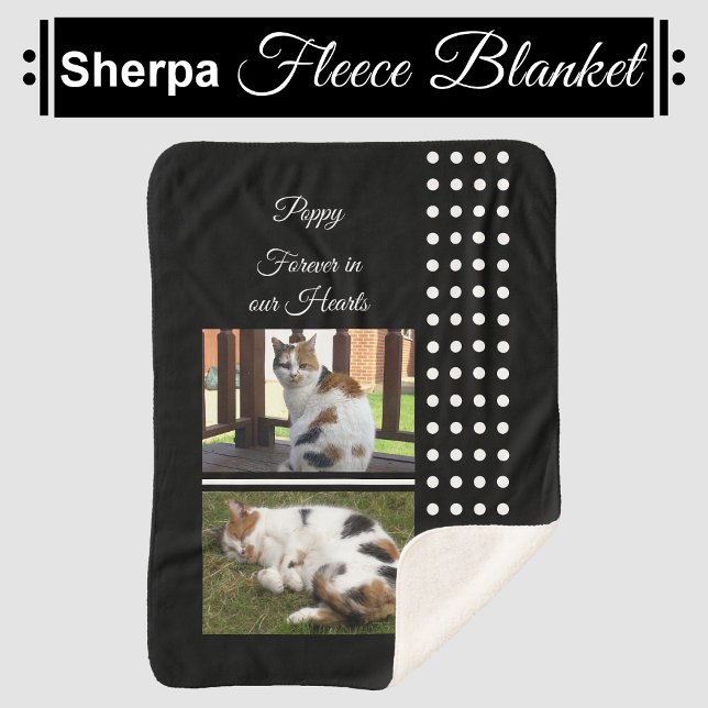 Cobertor Sherpa Pet memorial cat preto e branco adiciona fotos (Criador carregado)