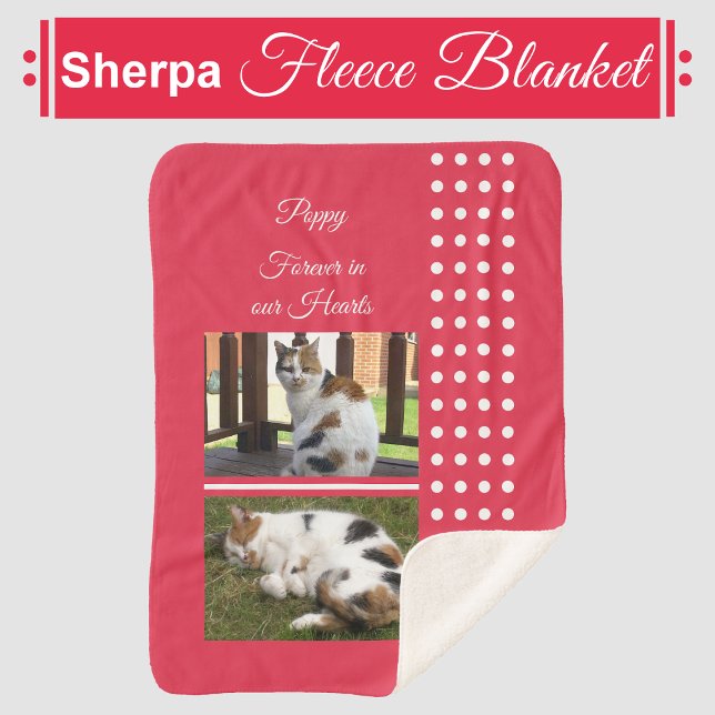 Cobertor Sherpa Pet memorial cat red and white adiciona fotos (Criador carregado)