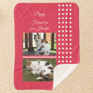 Cobertor Sherpa Pet memorial cat vermelho e branco adiciona fotos