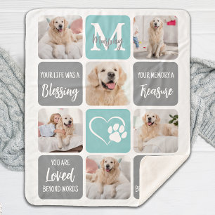 Cobertor Sherpa Pet Memorial Dog Loss Modern Stylish Photo Collage