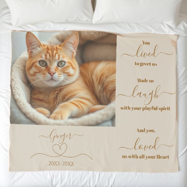 Cobertor Sherpa Pet Memorial Foto Sherpa Blanket (Pet Memorial Sherpa Blanket Cat)