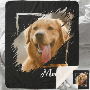 Cobertor Sherpa Pet Photo e Name Personalizados Sherpa Fleece Blan